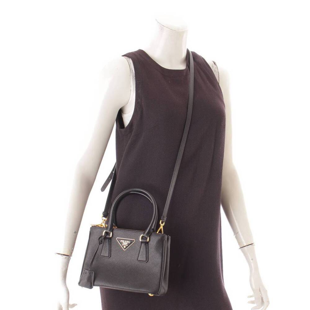 Prada Galleria Saffiano Handbag Shoulder Bag Black - Picture 10 of 10